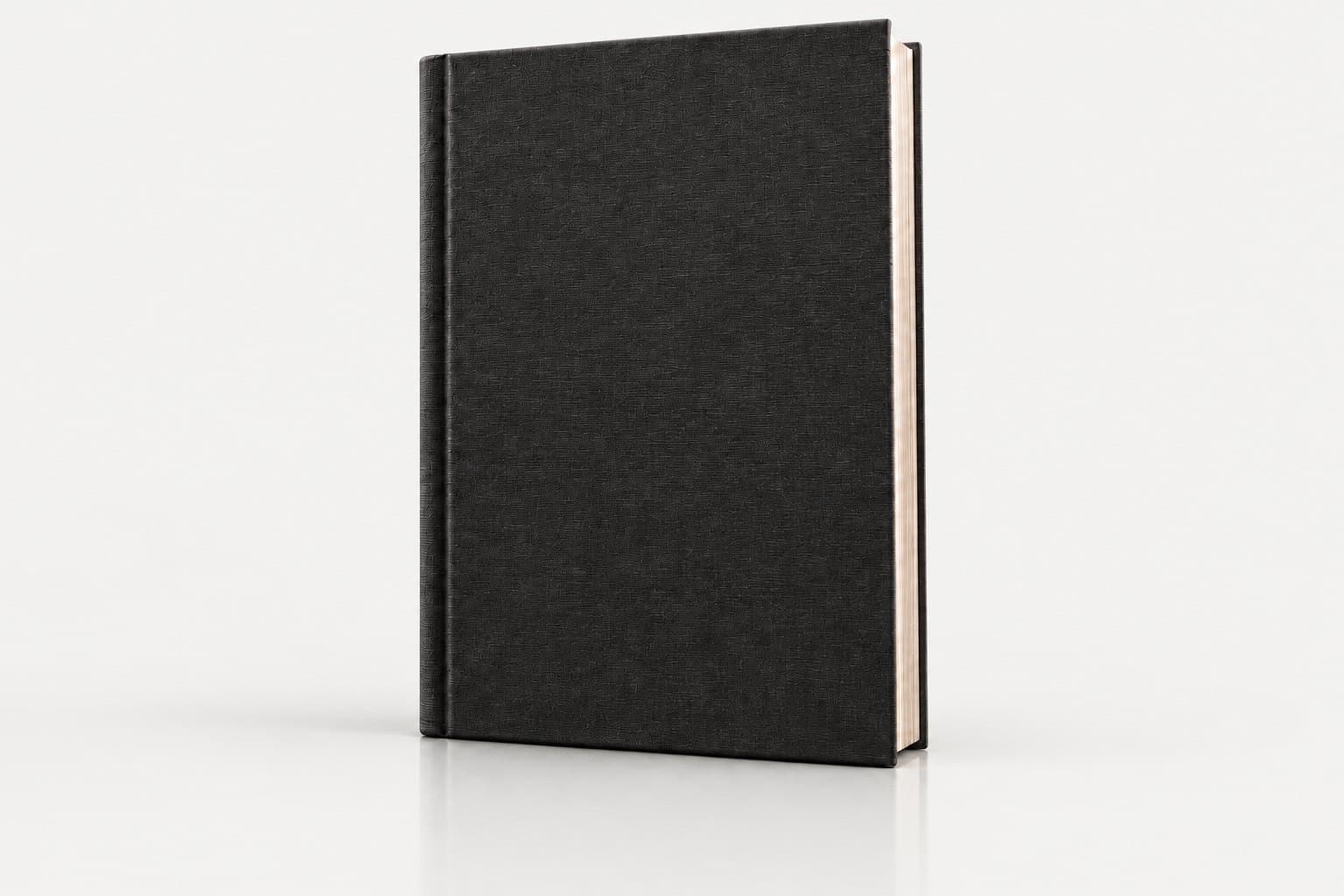 A blank hardcover, ready for your title